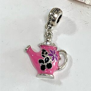 Enamel Painted Tea Pot Slide Bracelet Charm